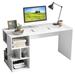 Costway Modern Computer Desk with 3 Tier Storage Shelves for Home Office-White