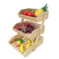 FixtureDisplays Bamboo Fruit Basket, 3 Tier Fruit Holder for Kitchen Countertop, Fruit Organizer for Kitchen Counter Solid Wood in Brown | Wayfair