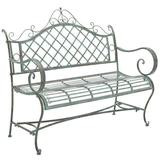 Ophelia & Co. Hornellsville Wrought Iron Garden Outdoor Bench Metal in Green | Wayfair 85881807F56E4F1D8ED5DC8E8D60F542