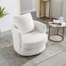 Barrel Chair - Latitude Run® Yelina 81.08 Cm Wide Polyester Barrel Chair Wood/Chenille/Polyester in White | 34.2 H x 31.92 W x 31.92 D in | Wayfair