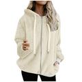 Dtydtpe Shacket Jacket Women Hooded Sweatshirt Coat Winter Warm Wool Zipper Pockets Cotton Coat Outwear Womens Long Sleeve Tops Winter Coats for Women