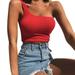 Dtydtpe 2024 Clearance Sales Tank Top for Women Ladies Single Shoulder Crop Top Sport Bra Slim Camis Tank Vest Womens Tops