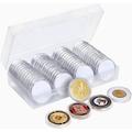 60 Pieces 41mm Coin Capsules and 8 Sizes (17/20/25/27/30/32/35/38mm) White Protect Gasket Coin Holder Case with Plastic Storage Organizer Box for Coin Collection Supplies