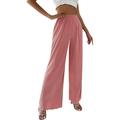 JDEFEG Pants for Women Casual Pants Women Womens Casual High Waisted Wide Leg Pants Button Up Straight Leg Trousers Tribal Women Women s Pants Polyester Spandex Pink Xxl