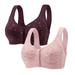 XINSHIDE 2Pc Female Bra Plus-Size Printed Front Button Vest Comfort Bra Underwear Comfort Underwear