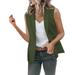 iOPQO cardigan for women Womens Vest Coat Casual Blazers Open Front Sleeveless Work Office Jackets Blazers Women s Blazers Army Green L