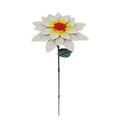 Yannee Metal Flower Stakes Garden Stakes Metal Plant Pick White Flower Sticks Waterproof for Outdoor and Home Decor Garden Lawn Art 1 Pcs