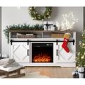 Gracie Oaks Wiechmann TV Stand for TVs up to 24" w/ Electric Fireplace Included Wood in White | 31.96 H x 59.05 W x 15.55 D in | Wayfair