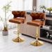 Rosdorf Park Jarnae Upholstery Adjustable Height Bar Stool Upholstered/Leather/Metal/Faux leather in Brown | 20 W x 18.9 D in | Wayfair