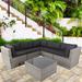 Latitude Run® 6 Piece Sectional Seating Group w/ Cushions Synthetic Wicker/All - Weather Wicker/Wicker/Rattan in Gray | Outdoor Furniture | Wayfair