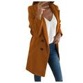 iOPQO sweaters for women Woman Artificial Wool Elegant Blend Coat Slim Female Long Coat Outerwear Jacket Women s Fleece Jackets Khaki XL