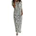 iOPQO Womens Pajamas Satin Pajama Set Womens Daily Short Sleeve Print Casual Inclined Shoulder Maxi Sleep Dress Women s Lingerie Sleep & Lounge Night Gowns Grey S