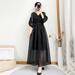 PIKADINGNIS Korean V-neck Maxi Dresses for Women Elegant Chic High Waist Party Midi Dress Woman Summer Solid A-line Dress