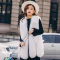PIKADINGNIS New Womens Winter Faux Fur Coat Fashion High Quality Long Faux Fox Fur Vest Solid Sleeveless Warm Plush Jacket