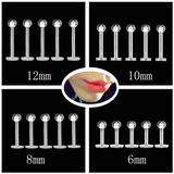 Naierhg 5Pcs Unisex Clear Round Nose Ear Lip Chin Ring Stud Bar Body Piercing Jewelry