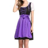 iOPQO casual dresses for women Ladies Oktoberfest Bavarian National Traditional Ladies Dress Workwear Women s Casual Dress Purple XXL