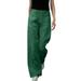 XINSHIDE Women Pants Y2K Solid Color Mid Waist Full Leisure Wide-Leg Pants Women Pants Trendy