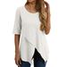 wendunide plus size tops for women Plus Size Women Casual Long Sleeve Solid Loose V Neck Shirt Blouse Top Plus Size Tops White XL