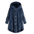 Dtydtpe Clearance Sales Cardigan for Women Plus Size Button Plush Hooded Loose Cardigan Wool Coat Winter Jacket Womens Long Sleeve Tops Winter Coats for Women