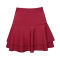 iOPQO Summer Dress Dress Pants Women Skirts for Women Ladys Elastic High Waist Safety Pants Skirt Solid Casual Double-Layer Base Skirt Skirt Wine Xxl