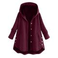 Dtydtpe 2024 Clearance Sales Shacket Jacket Women Plus Size Casual Button Pockets High Low Hooded Coat Womens Long Sleeve Tops Winter Coats for Women