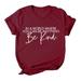 iOPQO t shirts for women Women Letter Print T Shirt Round Neck Sleeve Shirt Tees Blouse Tops Women s T-Shirts Wine L