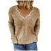 Dtydtpe Sweaters for Women Casual Slim Fit Stripe V-Neck Knitted Sweater Tops Womens Long Sleeve Tops Womens Sweaters