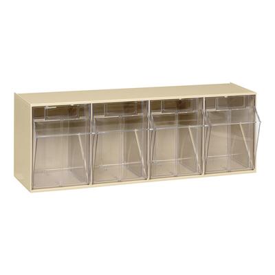 Quantum 6 5/8" x 23 5/8" x 8 1/8" Ivory Tip-Out Storage System with (4) Compartment Bins QTB304IV