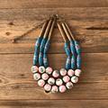 Anthropologie Jewelry | Anthropologie Big Baubles Beads Necklace. | Color: Blue/White | Size: Os