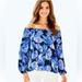 Lilly Pulitzer Tops | Lilly Pulitzer Lou Lou Off The Shoulder Top Bright Navy In Reel Life | Color: Blue/White | Size: S