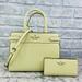 Kate Spade Bags | Kate Spade Medium Satchel Crossbody & Large Slim Bifold Wallet Set In Lemon Fond | Color: Gold/Yellow | Size: 8.62"H X 10.87"W X 5"D