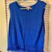 Lilly Pulitzer Tops | Lilly Pulitzer Crisscross Open Back Sleeveless Sweater Fringe Bottom Large Euc | Color: Blue | Size: L