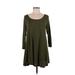 Larace Casual Dress - A-Line Scoop Neck 3/4 sleeves: Green Print Dresses - Women's Size Medium