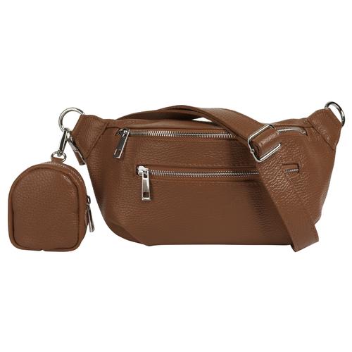 Gürteltasche SAMANTHA LOOK Gr. B/H/T: 27 cm x 16 cm x 5 cm onesize, braun (cognac) Damen Taschen Gürteltaschen echt Leder, Made in Italy