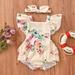 Herrnalise Toddler Kids Baby Girls Summer Playsuits Ruffled Bodysuit+Headband Clothes