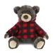 DolliBu Plush Brown Bear with Red Plaid Hoodie - Soft Huggable Wild Life Brown Bear Adorable Playtime Zoo Brown Bear Plush Cute Wildlife Cuddle Gift Super Soft Plush Doll Toy For Kids and Adults