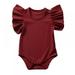 Baby Girl Boy Romper Ruffle Short Sleeve Jumpsuit Cotton Ribbed Knitted Bodysuit Summer Clothes Outfits