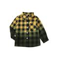 Eyicmarn Kid Boy Girl Autumn Winter Coat Gradient Plaid Print Long Sleeve Lapel Jacket Button Closure Shirt