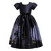 Penkiiy Kids Child Girls Cartoon Printing Pageant Gown Party Princess Dress Toddler Girls Clothes 11-12 Years Black 2023 Summer Deal