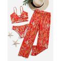 Girls Allover Print Wrap Bikini Swimsuit Swimwear Cover Up Pants Trousers S221904X Multicolor 130(7-8Y)