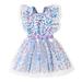 ZHAGHMIN Dress for Baby Girl Toddler Girls Fly Sleeve Prints Ruffles Backless Tulle Bowknot Princess Dress Year 12 Formal Dresses Two Pieces Kids Shoes Kids Fall Dress Face Print Dress Piano Recital