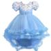 Penkiiy Children s Dresses Girls Sleeveless Princess Dress Flower Mesh Dress Tutu Dresses for Toddler Girls 11-12 Years Blue On Clearance