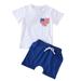 Wassery Baby Boys National Flag Letter Print Short Sleeve Crew Neck T-shirt and Shorts 2Pcs Toddle 0-3TSummer Casual Clothes Set 4th of July Independence Day Outfits