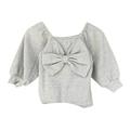 ZHAGHMIN Summer Stuff for Teen Girls Kids Toddler Baby Girls Solid Bowknot Long Ruffled Sleeve Blouse Tops Outfits Clothes Winter Clothes Size4T for Girls Light Shirts for Kids Baby Tee Shirts Girls