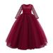 ZHAGHMIN Red Dresses for Teens Girls 14-16 Lace Formal Girls Princess Flower Performance Girl Child Dress Wedding Bowknot Clothes Girls Dress&Skirt Cat Dress for Girls Girls Size 5 Girls Size 10 Chr