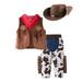 Kids Toddler Baby Boys Sleeveless Western Cowboy For Kids Children Vest Hat Scarf Pants 4pcs Set Party Fantasia Dress Up Size 12 Months-9 Years