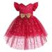 gvdentm Little Girls Cotton Dress Sleeveless Casual Summer Sundress Flower Printed Jumper Skirt Girls Dresses Red 5-6 Years