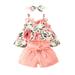 TAIAOJING Baby Skirt Shorts Cover Turn Girl s Sleeveless Off The Shoulder Floral Bow Top Dress Lace Up Shorts Princess Dresses 18-24 Months