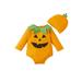 Diconna Infant Baby Boy Girl Halloween Romper Bodysuit Hat Set 2PCS Halloween Outfit Pumpkin Clothes