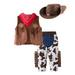 Kids Toddler Baby Boys Sleeveless Western Cowboy For Kids Children Vest Hat Scarf Pants 4pcs Set Party Fantasia Dress Up Size 12 Months-9 Years